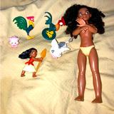 Disney Toys | Disney Moana Movie Doll & Action Figures Toys Heihei Rooster & Pua Pig Toy Lot | Color: Cream/Red | Size: Osg