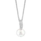 Effy® White Topaz And Freshwater Pearl Pendant Necklace In Sterling Silver, 16 In