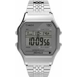 Timex Stainless Steel Silver Bracelet Gray Dial Digital Men's Watch