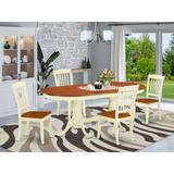 East West Furniture 4 - Person Butterfly Leaf Solid Wood Dining Set Wood in Brown/White | Wayfair PLDA5-BMK-W