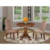 East West Furniture 2 - Person Solid Wood Dining Set Wood/Upholstered Chairs in Brown, Size 30.0 H in | Wayfair ANBA3-MAH-18