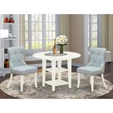 East West Furniture 2 - Person Drop Leaf Solid Wood Breakfast Nook Dining Set Wood/Upholstered Chairs in Blue/Brown/White, Size 30.0 H in | Wayfair