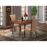 East West Furniture 2 - Person Butterfly Leaf Solid Wood Dining Set Wood/Upholstered Chairs in Brown, Size 30.0 H in | Wayfair PSVE3-MAH-47