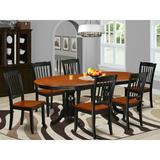 East West Furniture 6 - Person Butterfly Leaf Solid Wood Dining Set Wood in Black/Brown | Wayfair PLDA7-BCH-W