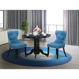 East West Furniture 2 - Person Solid Wood Dining Set Wood/Upholstered Chairs in Black/Blue/Brown, Size 30.0 H in | Wayfair SHSI3-BLK-21