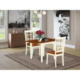 East West Furniture 2 - Person Solid Wood Dining Set Wood in Brown/White | Wayfair NDNI3-WHI-W
