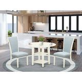 East West Furniture 2 - Person Drop Leaf Solid Wood Dining Set Wood/Upholstered Chairs in Blue/Brown/White, Size 30.0 H in | Wayfair SUVE3-LWH-15