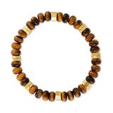 Esquire Men's Jewelry Tiger Eye Bead Stretch Bracelet in 14k Gold-Plated Sterling Silver, Created for Macy's