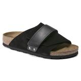 Kyoto Oiled Leather/Suede Leather Black One-Strap Sandals