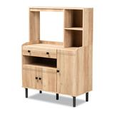Patterson Wood 3-Door Kitchen Storage Cabinet Furniture by Baxton Studio in Oak Black