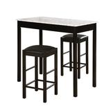 3 Pc Tavern Set With Faux Marble Top by Linon Home Décor in Black