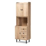 Patterson 3-Drawer Kitchen Storage Cabinet Furniture by Baxton Studio in Oak Black