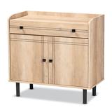 Patterson Wood 2-Door Kitchen Storage Cabinet Furniture by Baxton Studio in Oak Black