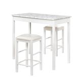 3 Pc Tavern Set With Faux Marble Top by Linon Home Décor in White