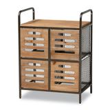 Aila Wood And Metal Multipurpose Kitchen Storage Cabinet Furniture by Baxton Studio in Oak Brown Black