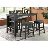 Gracie Oaks Modern Contemporary 5pc Counter Height High Dining Table W Storage Shelves High Chairs, Size 36.0 H in | Wayfair