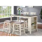 Gracie Oaks Modern Contemporary 5pc Counter Height High Dining Table W Storage Shelves High Chairs in Gray/White, Size 36.0 H in | Wayfair