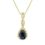Belk & Co 1/10 Ct. T.w. Diamond And Sapphire Pendant Necklace With 18" Singapore Chain In 10K Yellow Gold, 18 In