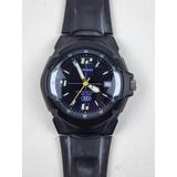 Casio Watch Mw600 Men's Black Band Blue Dial 100m Analog Hd Glowing