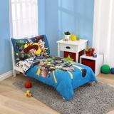Disney Toy Story Toddler Bedding Set Taking Action 4-Pieces Blue Green Boy Toddler Bed Size