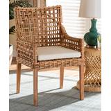Baxton Studio Accent Chairs Natural - Natural Brown & White Saoka Armchair
