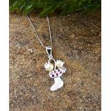 Vera & Co. Women's Necklaces - Imitation Pearl & Red Cubic Zirconia Stocking Pendant Necklace