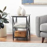 Gracie Oaks Najarana Steel Nightstand Wood/Metal in Gray/Black, Size 24.25 H x 15.75 W x 15.75 D in | Wayfair F7BD49E4A3894413951B705E3126220F