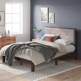Zinus Moiz 42 inch Wood Platform Bed Frame w/ Adjustable Headboard Wood & /Upholstered/Polyester in Brown/Gray | Wayfair ZU-FPWNH2-12K