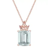 Belk & Co 6.35 Ct. T.g.w. Ice Aquamarine And Morganite Drop Pendant With Chain In Rose Plated Sterling Silver, Pink