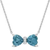 Belk & Co 1 Ct. T.g.w. London Blue Topaz And Diamond Accent Necklace In 10K White Gold