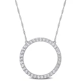 Belk & Co 1.57 Ct. T.g.w. White Topaz Open Circle Pendant With Chain In 10K White Gold