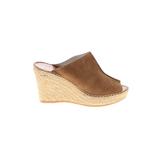 Andre Assous Wedges: Espadrille Platform Bohemian Tan Solid Shoes - Women's Size 8 - Peep Toe