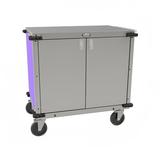 Cadco CC-LUC-L7 Locking Door Utility Cart w/ Adjustable Storage Shelf & Handle - Stainless Steel/Purple Laminate