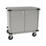Cadco CC-LUC-LST Locking Door Utility Cart w/ Adjustable Storage Shelf & Handle, Stainless Steel, Silver