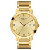 Bulova Men's Futuro Diamond Dress Diamond-Accent Gold-Tone Stainless Steel Bracelet Watch 42mm