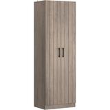 Rayborn Small Wood Kitchen Pantry with 2 Doors and 4 Shelves Gray Oak - Hillsdale Furniture