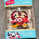 Disney Holiday | #33 - Mickey Minnie Mouse Holiday Heart Ornament - Xmas Tree Ornament | Color: Red/White | Size: Os