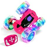 Contixo RC Car Stunt Racer Wheels Flip & Rotate 360° Fast Remote Control Toy Car for Kids AWD 2.4GHz Rechargeable Battery Lights Up - Pink