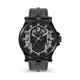 Yes Men's Police Signature Skull Watch, Black