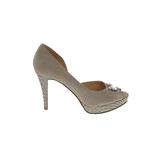 Nine West Heels: Slip-on Stiletto Glamorous Silver Print Shoes - Women's Size 10 - Peep Toe