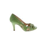 Isola Heels: Slip On Stiletto Cocktail Party Green Solid Shoes - Women's Size 7 - Open Toe