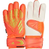 adidas Youth Predator Edge Fingersave Match Soccer Goalkeeper Gloves, Boys', Size 4, Solar Red/Team Solar Grn
