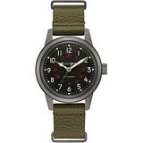 Bulova Hack Men's Automatic Military Green Leather Strap 38mm Watch