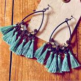 Anthropologie Jewelry | Anthropologie Demelza Crystal Tassel Chandeliers | Color: Green | Size: Os