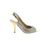Nine West Heels: Slingback Stiletto Glamorous Gold Shoes - Women's Size 6 - Peep Toe
