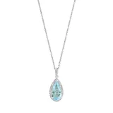 Effy® 1/3 Ct. T.w. Diamond And Aqua Pendant Necklace In 14K White Gold, 16 In