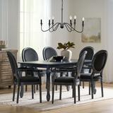 Laurel Foundry Modern Farmhouse® Artemisia Cristian Fabric & Wood Expandable 7 Piece Dining Set Wood/Upholstered Chairs in Black | Wayfair