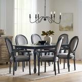 Laurel Foundry Modern Farmhouse® Artemisia Cristian Fabric & Wood Expandable 7 Piece Dining Set Wood/Upholstered Chairs in Black | Wayfair