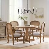 One Allium Way® Bryan Fabric, Rubberwood, & Cane 5 Piece Circular Dining Set Wood/Upholstered Chairs in Brown, Size 30.0 H in | Wayfair