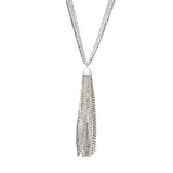 Belk Silver Tone Crystal Multi Row Chain Tassel Necklace